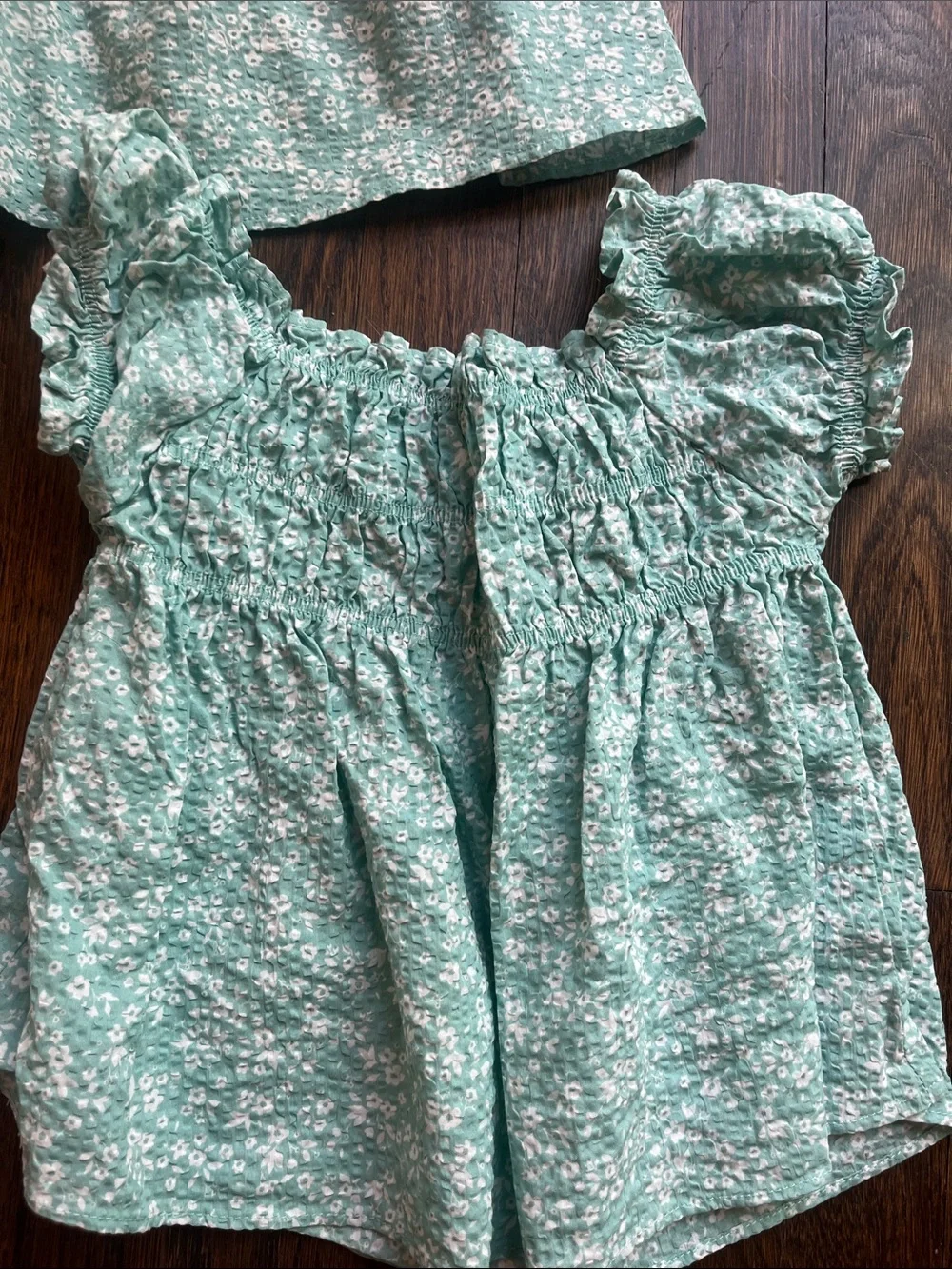 Brand New Mayoral - set of three Girls' light green Floral Smocked Top -